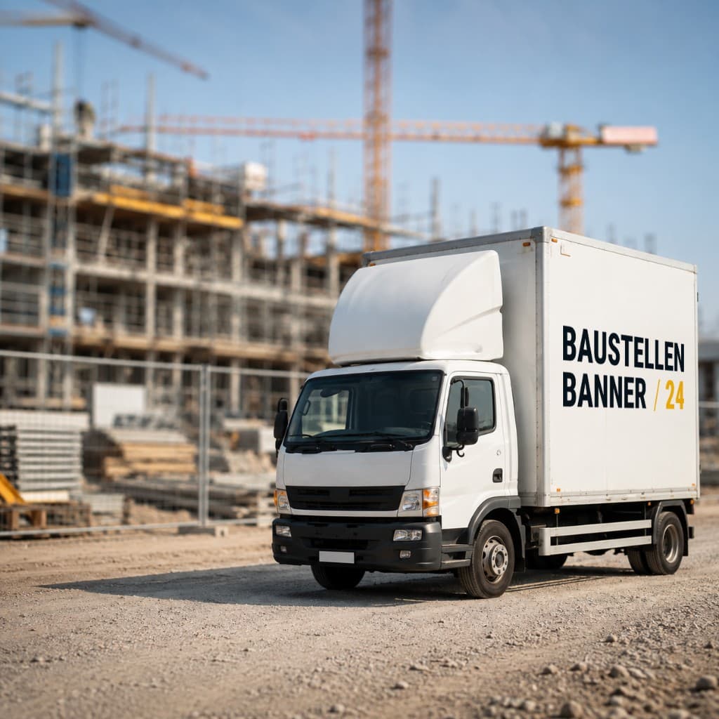 Baustellenbanner24 Lieferfahrzeug auf der Baustelle