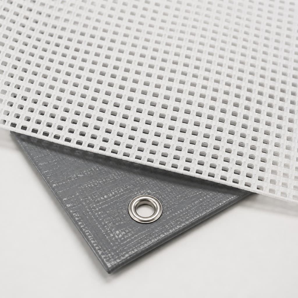 Mesh- und PVC-Gerüstbanner-Material mit Ösen und verstärktem Saum